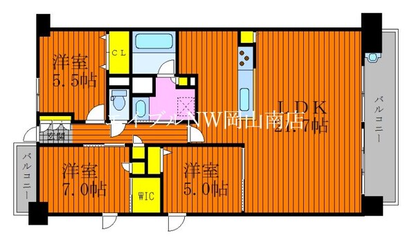 北長瀬駅 徒歩23分 13階の物件間取画像